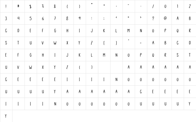 BLACK CROW Regular  glyph index