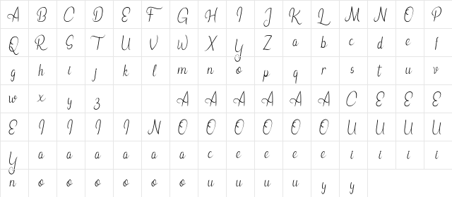 Leonita DEMO Italic  glyph index