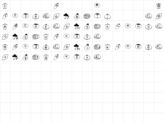 Oyachai Font Regular  glyph index
