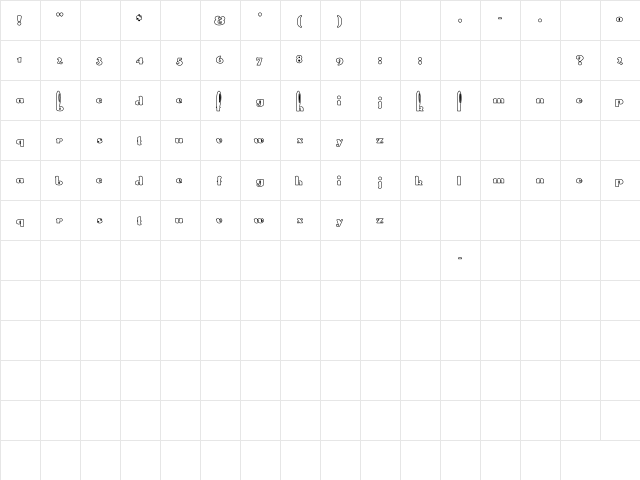 Rabbit Hollow Regular  glyph index