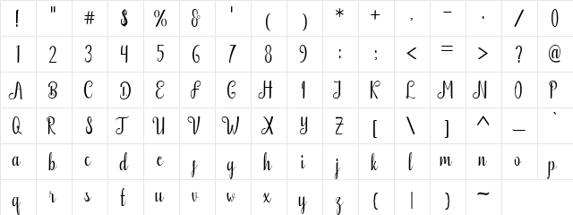 Cempalakuneng Free Regular  glyph index