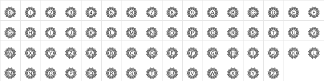 Mandala_Mono Regular  glyph index