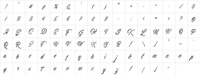 Proactive DEMO Regular  glyph index