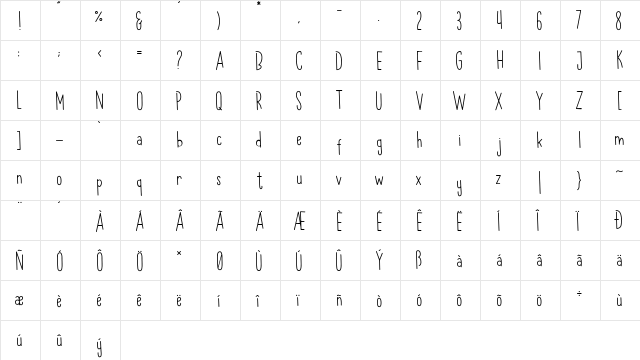 Spring Holiday Regular  glyph index