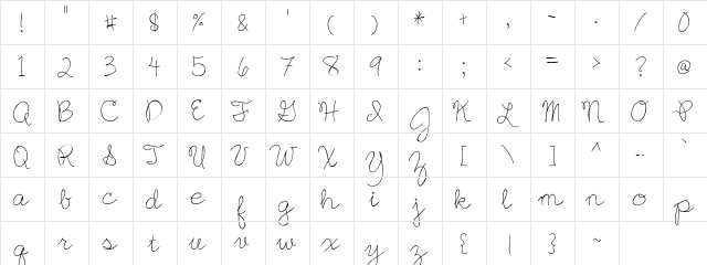 English Essay Regular  glyph index