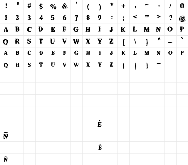 Durianik Regular  glyph index