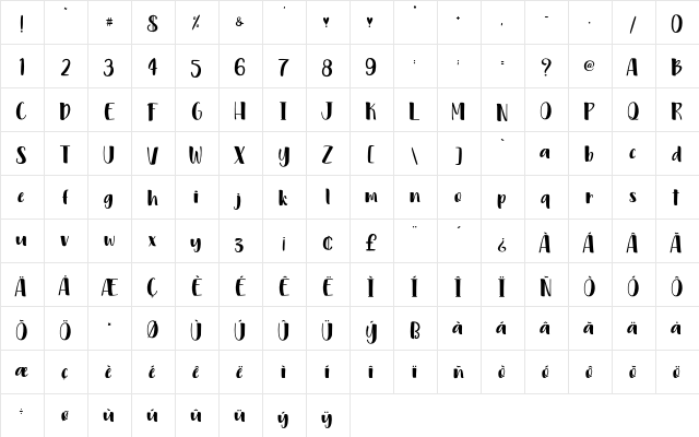 Pink Diary - Personal Use Regular  glyph index