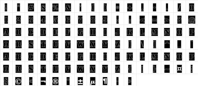 a_SignboardTitulCmGr Regular  glyph index