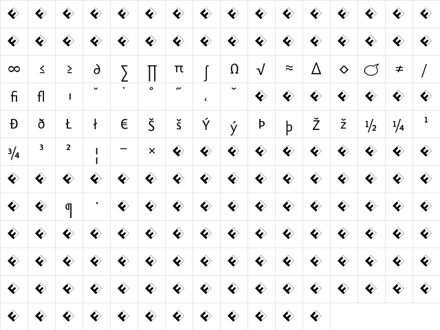 Eureka Sans Regular Exp  glyph index