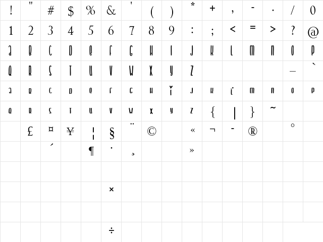 Chiko & Owlie Regular  glyph index