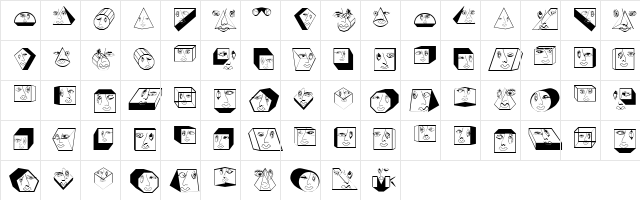 GeometricFaces Regular  glyph index