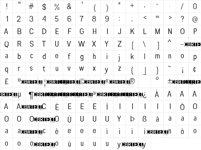 Engula Regular  glyph index