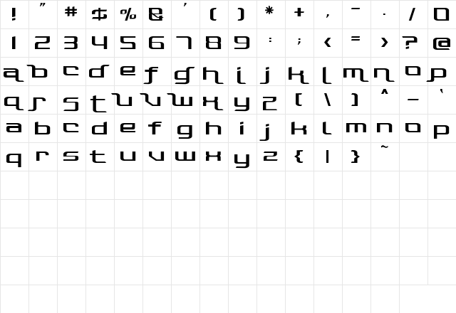 Photonica Straight  glyph index