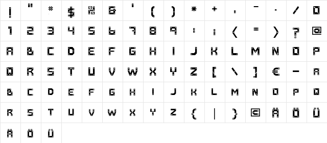 Baumarkt Regular  glyph index