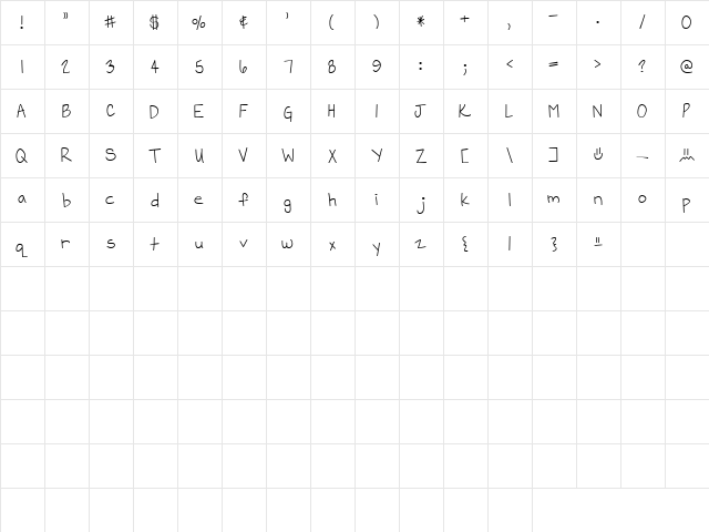 LD Fine Print 10 Regular  glyph index