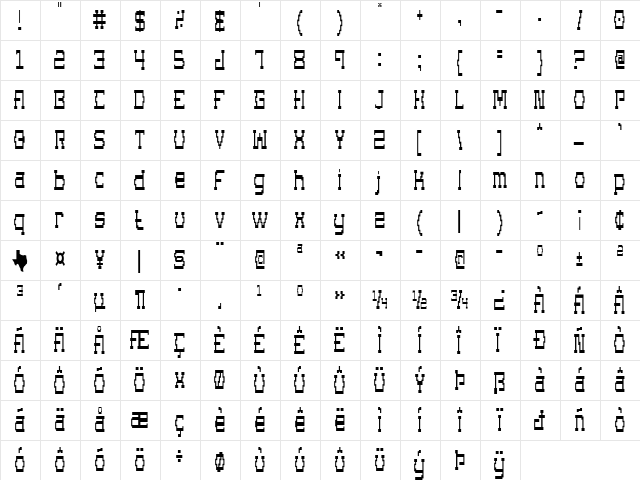 Superago Condensed Condensed  glyph index
