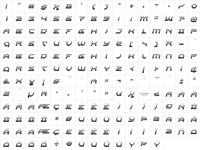 Xeno-Demon Gradient Italic Italic  glyph index