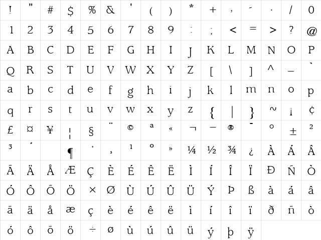 Usherwood Book  glyph index