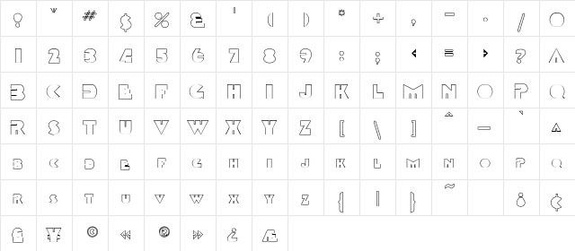 Devendra-Ho Normal  glyph index