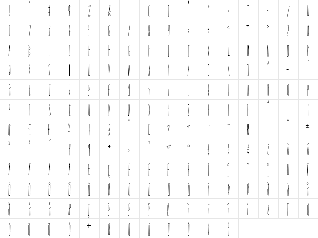 Scrapes Bold  glyph index
