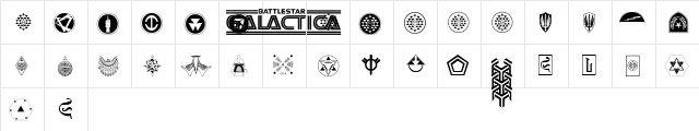 GalacticaBats Regular  glyph index
