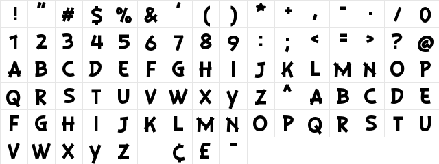 PLAYSIR Regular  glyph index