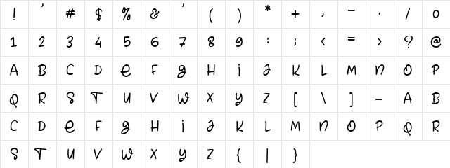 Steph Demo Regular  glyph index