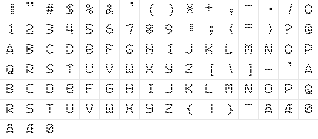 Exit font (for a film) Regular  glyph index