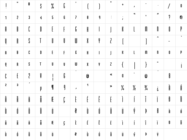 ModulaRoundSansSmallCaps Roman  glyph index