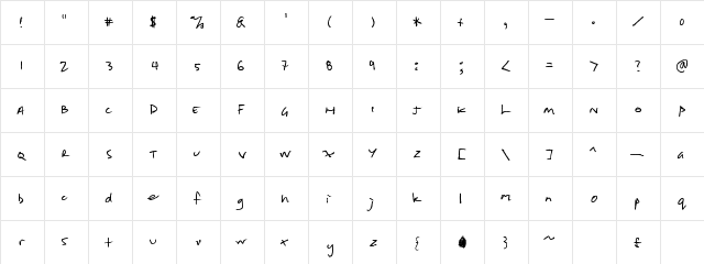 Shopping List Regular  glyph index
