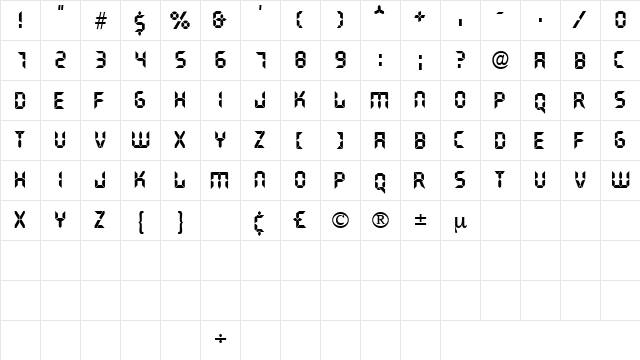 LCDDisplayCapsSSK Regular  glyph index