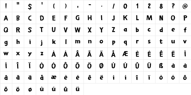 Demagogue DEMO Regular  glyph index