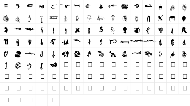 FellaPartsToo Regular  glyph index
