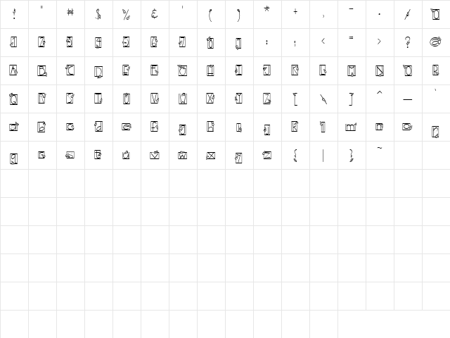 CK Posies Regular  glyph index