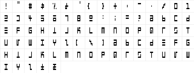 EppsEvans Narrow  glyph index