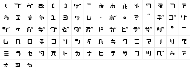 Dorisorange Katakana  glyph index