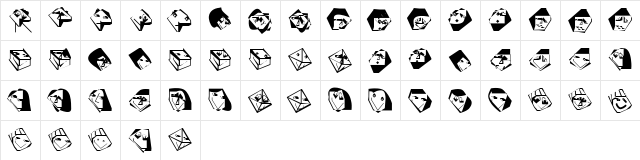 EdgedFaces Regular  glyph index