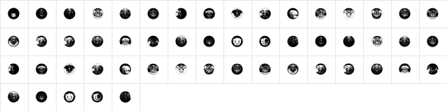 Medusa Regular  glyph index