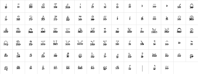 LD Checked Regular  glyph index