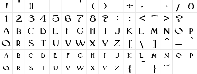 GatsbyExtended Regular  glyph index