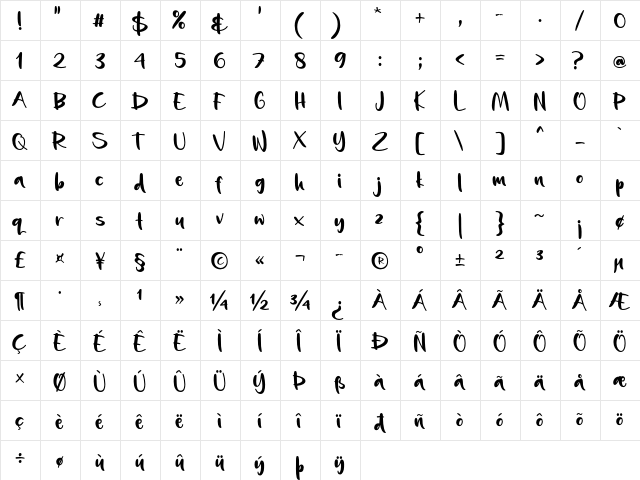 Freshness Regular  glyph index