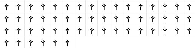 JLR Clonmacnoise Regular  glyph index