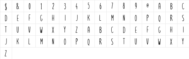 Lets get crazy sans Regular  glyph index