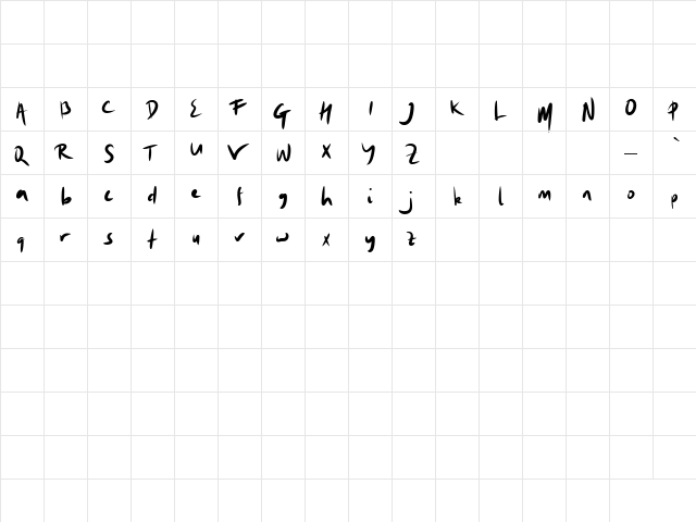 Ovalis Regular  glyph index