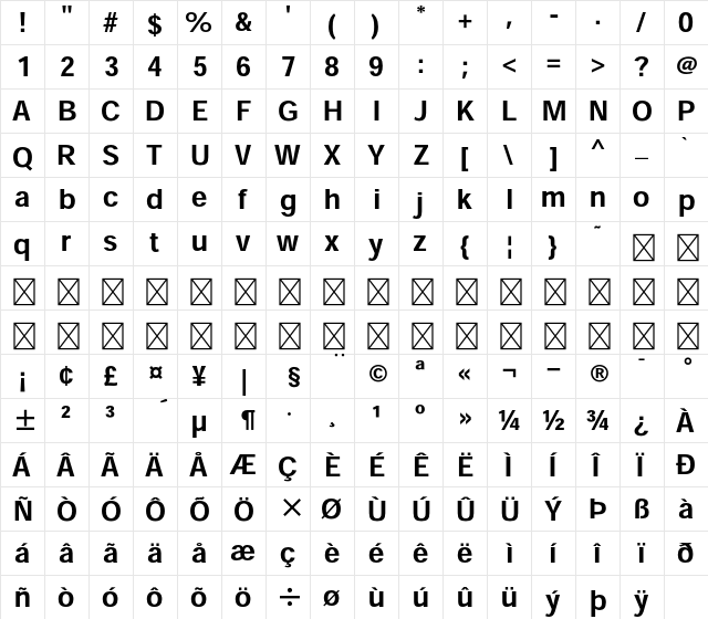 Heisei Kaku Gothic Std W7  glyph index