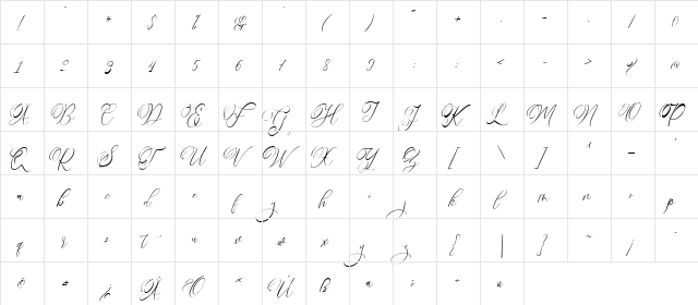 Hello Madelyne Regular  glyph index