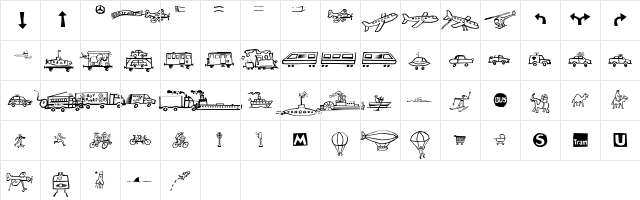 AleTransportLL Regular  glyph index