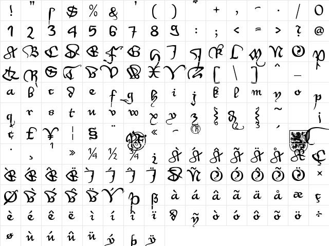WirWenzlaw Rough  glyph index