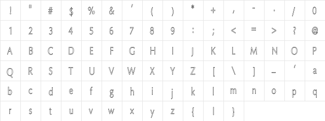 Optima-ThinHC Regular  glyph index