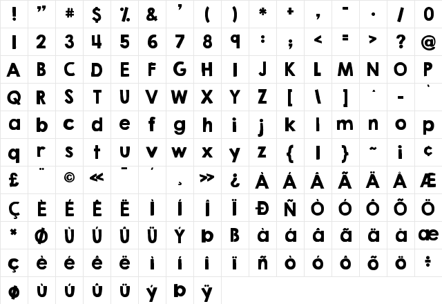 KG Second Chances Solid Regular  glyph index